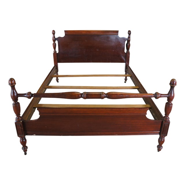Mid Century Georgian Style Mahogany Double Full Size Four Post Poster Bed For Sale