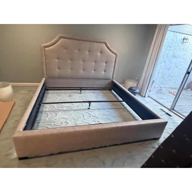 Love this bed which was used infrequently in a second home which we’ve given up. It is upholstered in a neutral heather...