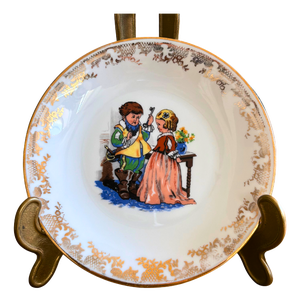 Fairy Tale Dessert Plates with Gilded Friezes by Charles Perrault, 1950s, Set of 4