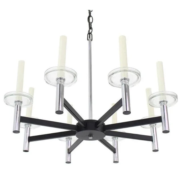 Mid-Century Modern Vintage Mid Century Chrome and Glass Light Fixture For Sale - Image 3 of 10