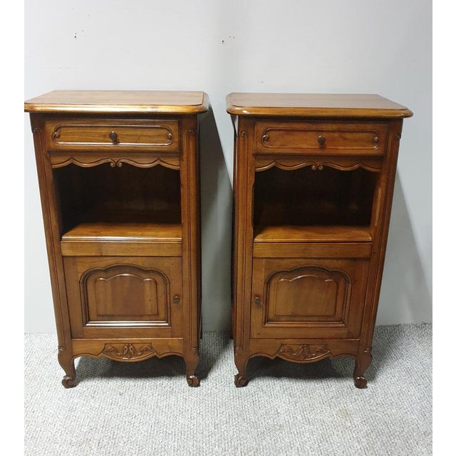 Wood Vintage Cherry Bedside Tables, Set of 2 For Sale - Image 7 of 12