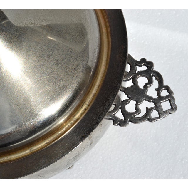 Early 20th-Century Eales 1779 Silverplate Footed Chafing Buffet Server Pinnacle Knob For Sale - Image 10 of 15