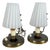 Vintage Table Lamps in Opaline Pleated Glass and Gold Metal, 1960s, Set of 2 For Sale