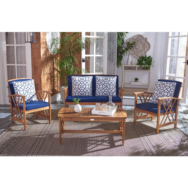 A distinctive double X motif adorns the sides of this Fontana 4 Piece Outdoor Living Set for a luxe transitional look....