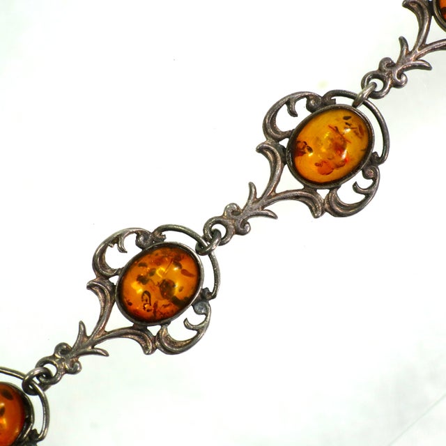 Antique Edwardian Sterling Amber Bracelet 1900s For Sale In Orlando - Image 6 of 8