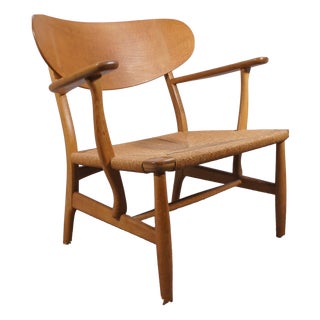 CH22 Armchair in Oak with Seat in Paper Cord by Hans J. Wegner for Carl Hansen & Son, Denmark, 1950s For Sale