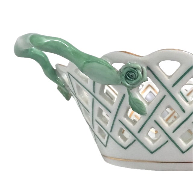 Antique Herend Pierced Porcelain Floral Dish For Sale In Atlanta - Image 6 of 7