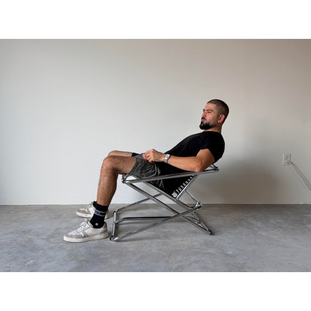 Postmodern Ron Arad for "One Off " Chrome Rocking Chair, England For Sale - Image 3 of 12