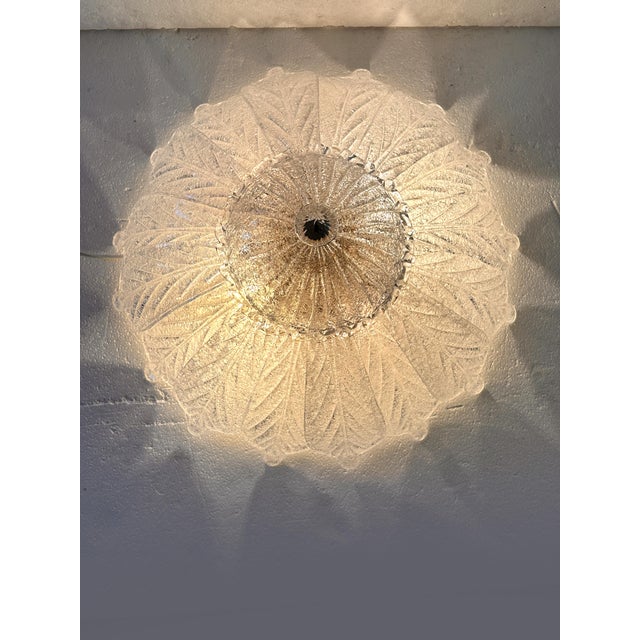 Murano Venetian White-Graniglia Leaves Murano Glass Flush Mount For Sale - Image 4 of 7