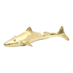 Large Vintage Brass & Copper Shark Figurine