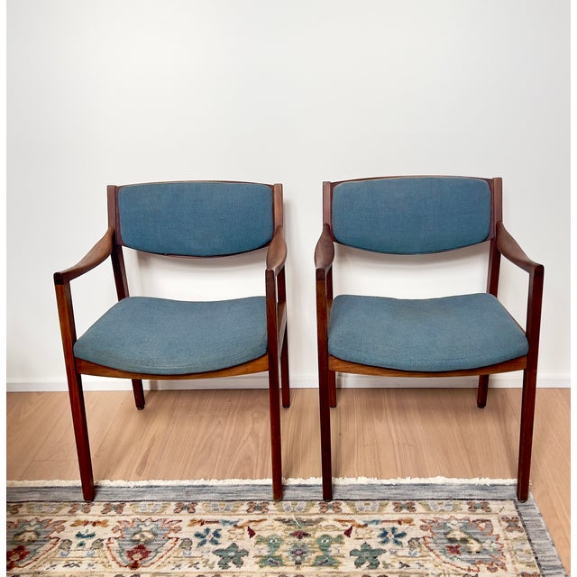 Blue 1970s Gunlocke Model 280 Walnut Armchair - 2 Available For Sale - Image 8 of 8