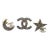 Chanel Rare Gold CC Moon Star Black Crystal 3 Pins - 3 Pieces For Sale