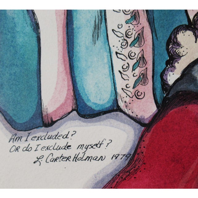 Paint Linda Carter Holman, "Am I Excluded ? or do I Exclude Myself ?" Large watercolor, 1979 For Sale - Image 7 of 10