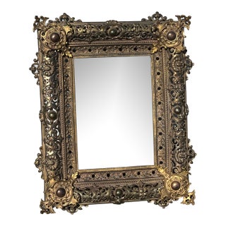 1960s Ornate Bronze Mirror For Sale