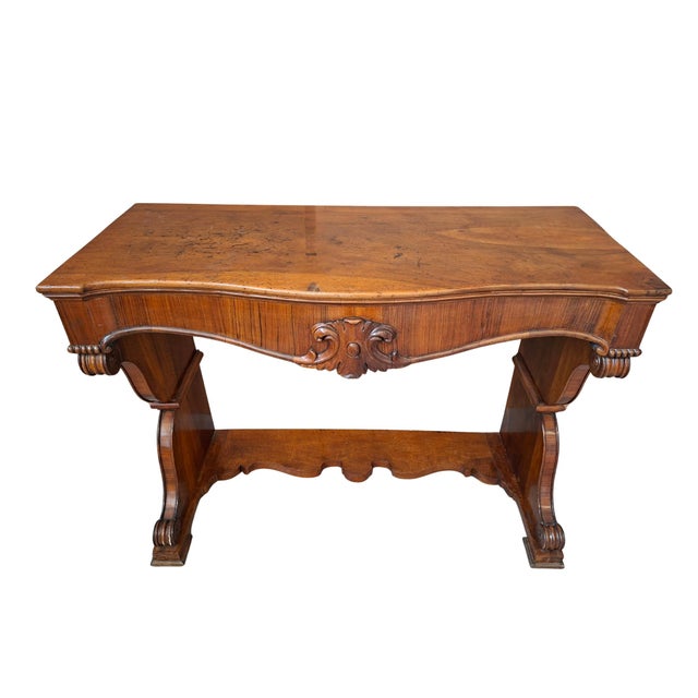 Antique Charles X Console Table in Walnut Feather, 1825 For Sale - Image 3 of 10