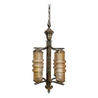 Art Deco Amsterdamse School Geometric Chandelier with Satinated Tubes, 1930 For Sale