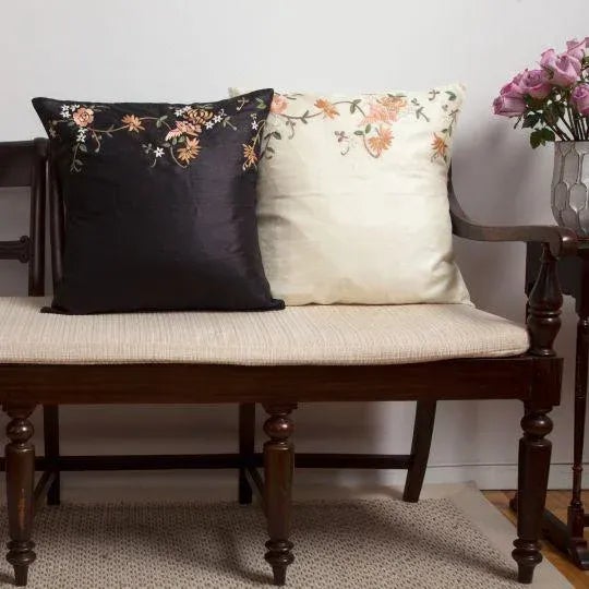 Indian Pearle Black Pillow Case, 20" x 20" For Sale - Image 3 of 6