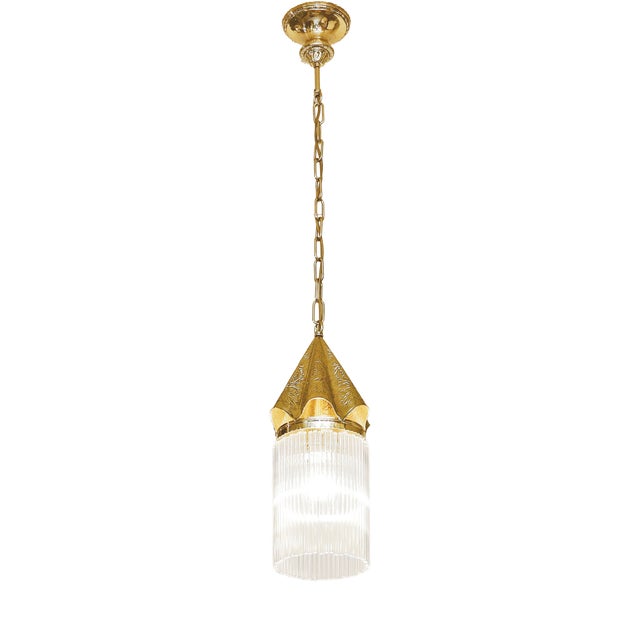 Art Nouveau Hanging Lamp in Brass, 1890s For Sale