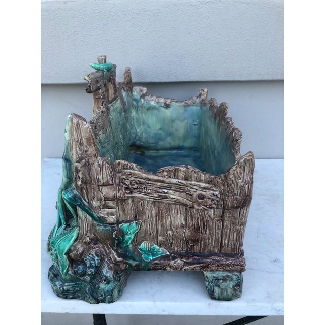 Oversize French Majolica Palissy Fishs Jardiniere, Circa 1880 For Sale - Image 9 of 12