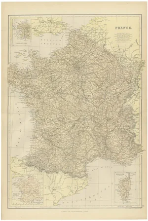 Map of France with Insets of Corsica, 1882