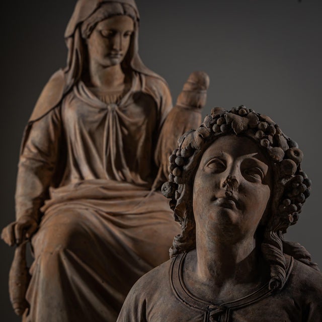 Franz Melnitzky, Summer, Autumn, and Winter Sculptures, 1855, Terracotta, Set of 3 For Sale - Image 12 of 18