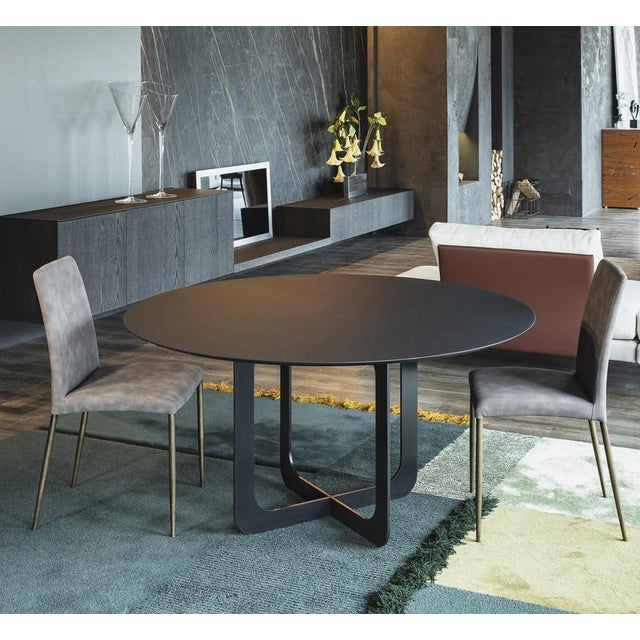 Contemporary Stone Dark Brown Settanta 1400 Round Dining Table by Disain1971 For Sale - Image 3 of 8