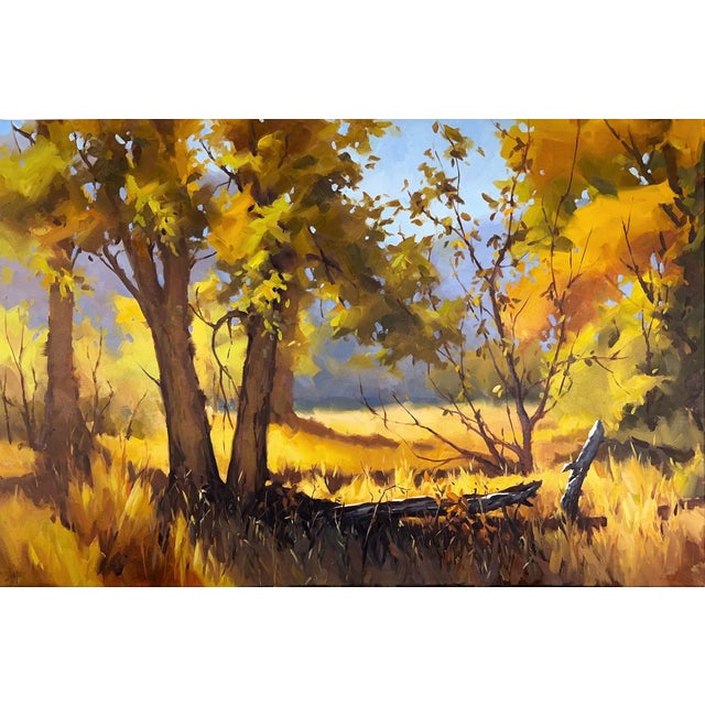 Autumn Grove by Judd Mercer | Oil Painting of trees and foliage in an autumn landscape For Sale