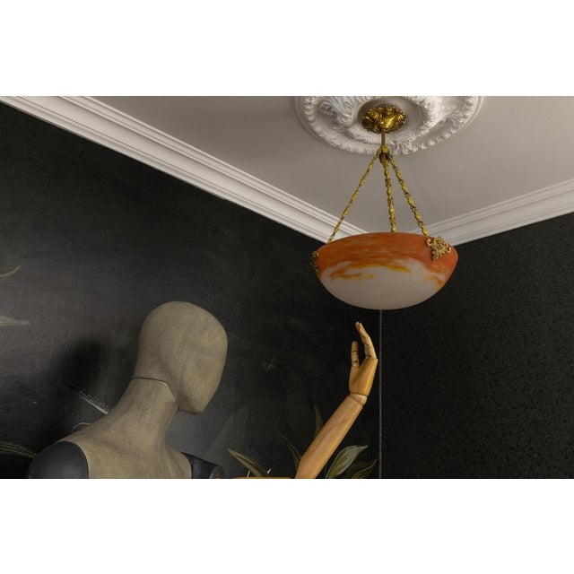 Art Nouveau Pâte de Verre Pendant Light by G.V. Croismare, France, 1920 For Sale - Image 11 of 18