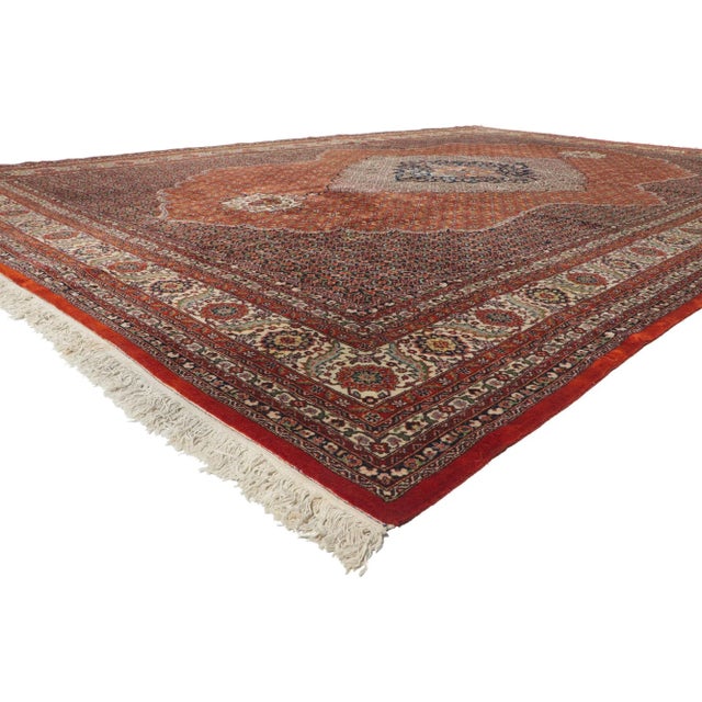 78414 Vintage Persian Mahi Tabriz Rug, 11'11 x 17'08. This hand-knotted wool vintage Persian Mahi Tabriz rug is a...