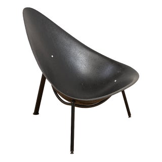 Tripod Easy Chair in Black Tubular Steel and Black Fiberglass Seat Shell by Ed Mérat for Unbekannt, 1958 For Sale