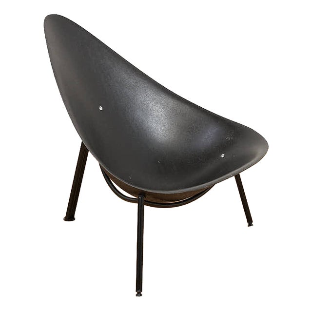 Tripod Easy Chair in Black Tubular Steel and Black Fiberglass Seat Shell by Ed Mérat for Unbekannt, 1958 For Sale