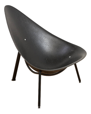 Tripod Easy Chair in Black Tubular Steel and Black Fiberglass Seat Shell by Ed Mérat for Unbekannt, 1958