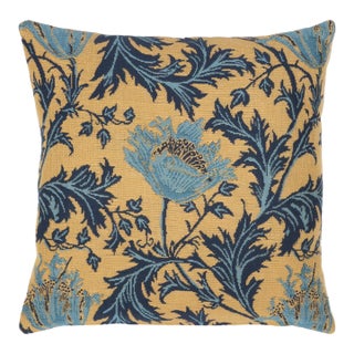 Morris Anemone Gold Cushion With Feather Filler - 33x33cm (13"x13") For Sale