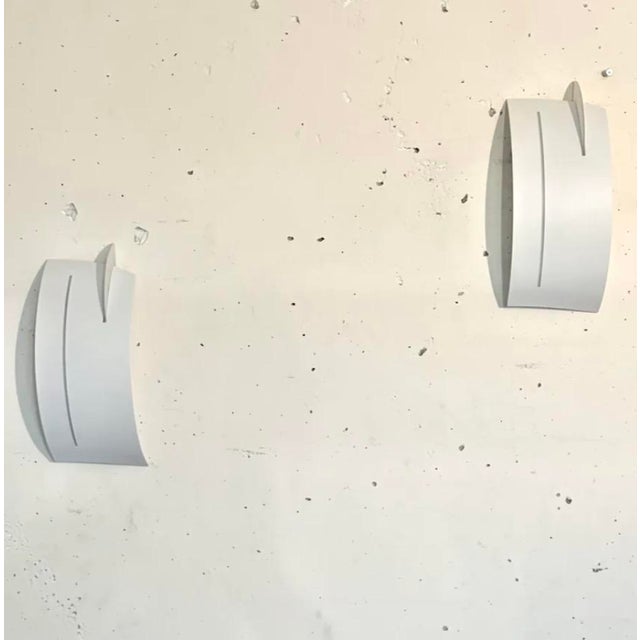 White Metal and Glass Wall Lights, 1980, Set of 2 For Sale - Image 8 of 8