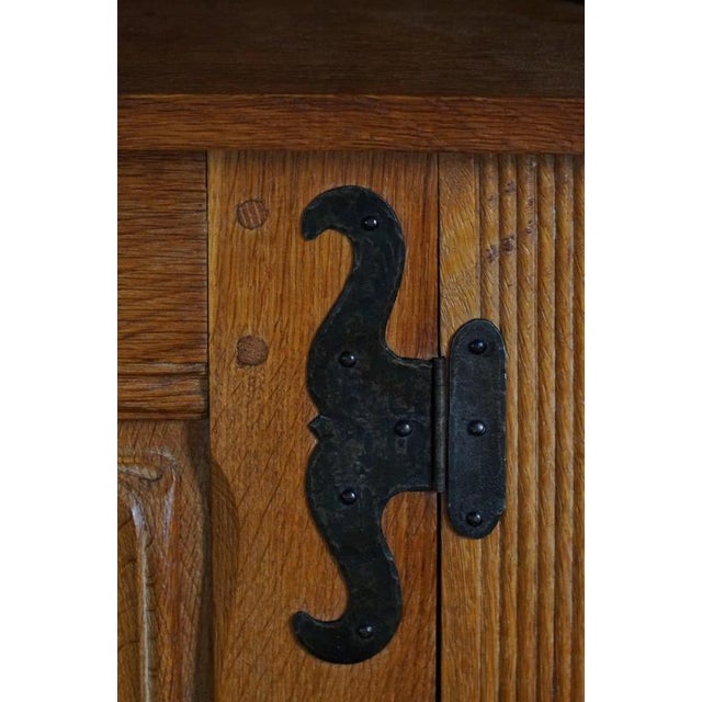 Scandinavian Narrow Oak Cabinet, 1950s For Sale - Image 6 of 17