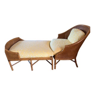 1990s Vintage Two Piece Chaise Lounge by Ficks Reed For Sale
