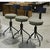 Industrial Set of 3 Adjustable Steel Counter/Bar Stools For Sale - Image 3 of 4