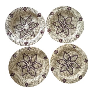 Vintage Rattan Woven Plate Chargers, Set of 4 For Sale