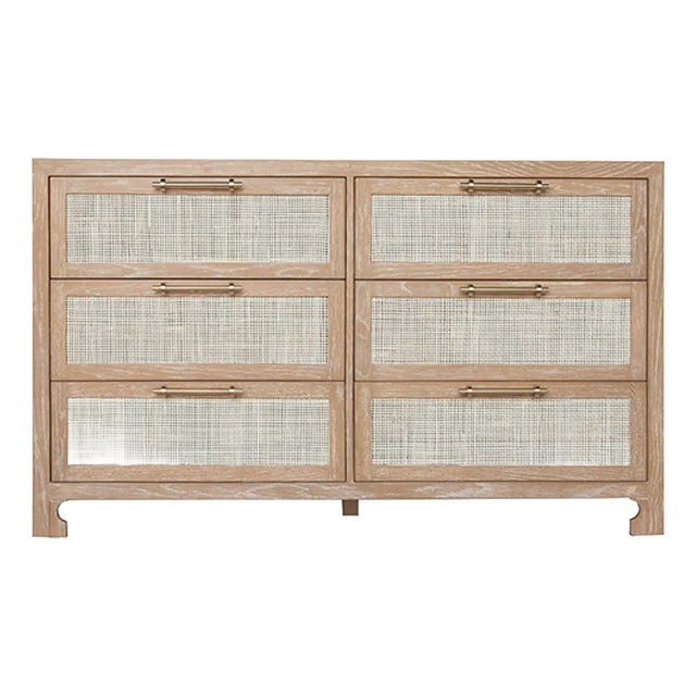 Matthew Izzo Home - Carla British West Indies Cerused Oak, Six Drawer Chest With Caned Drawers For Sale