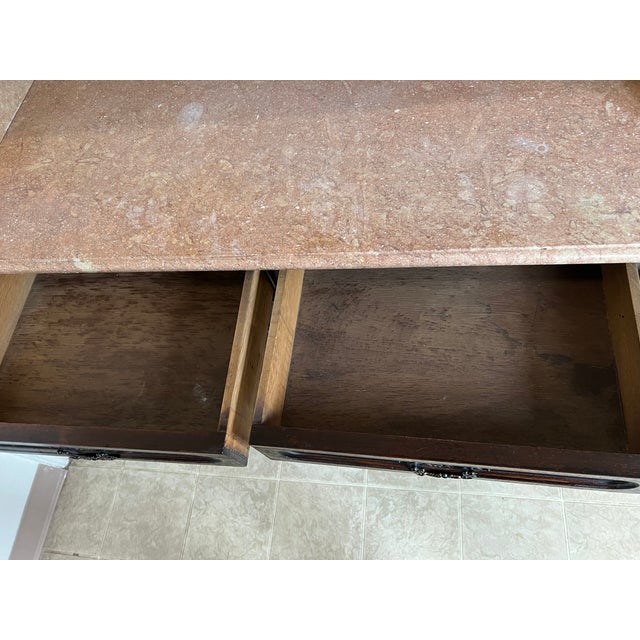 Wood Antique French Louis XV Buffet Table With Marble Top For Sale - Image 7 of 12
