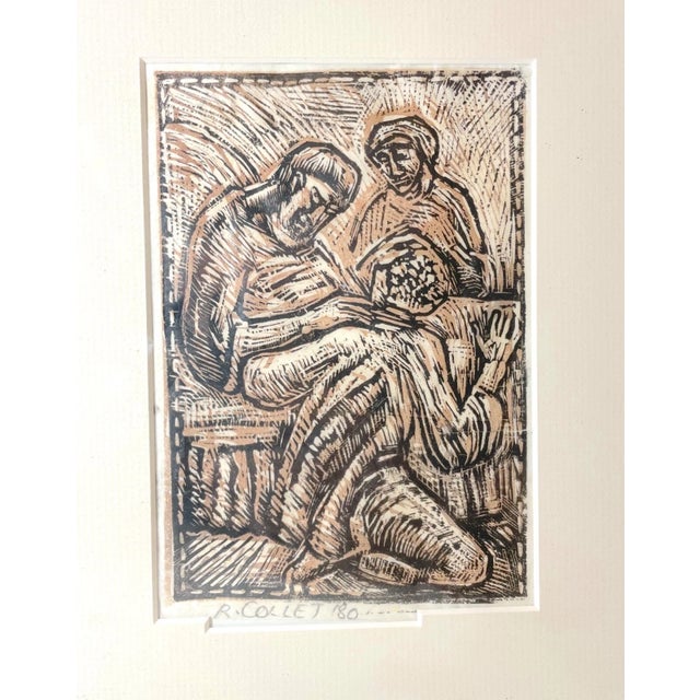 Religious Vintage Religious Original Ruth Collet Woodblock Linocut Figural Pop Art Print For Sale - Image 3 of 10