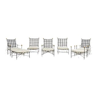 Set of Seven Mario Papperzini for Salterini Garden Lounge Chairs and Ottomans For Sale