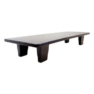 Large Coffee Table in Black Hammered Wood For Sale