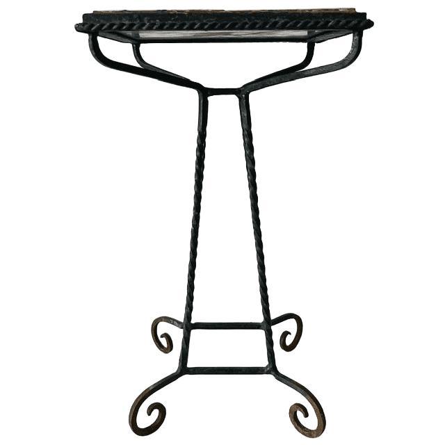 Mid-Century Plant Table in Pink Ceramic and Wrought Iron, 1960s For Sale - Image 3 of 9