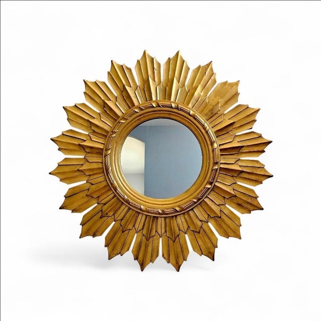 Gold Sunburst Mirror For Sale - Image 8 of 13