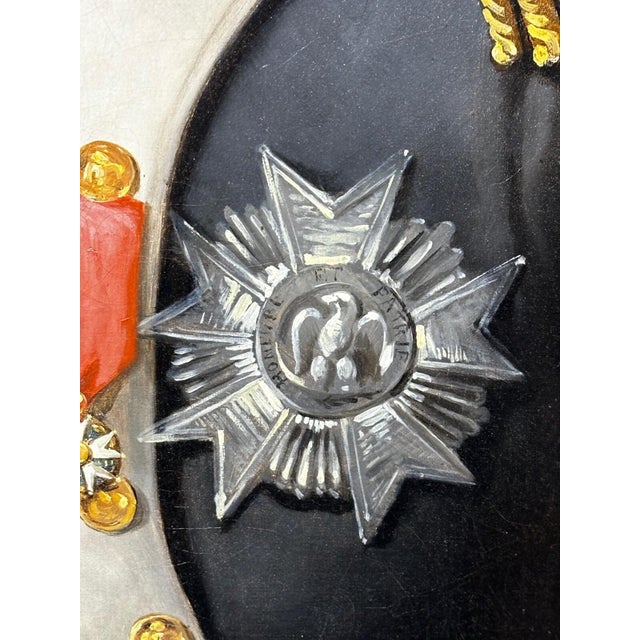 Late 19th Century Large 19th Century Oil Painting Military Dress Portrait of Napoleon Bonaparte Wearing the Grand Cross of the Légion D’honneur For Sale - Image 5 of 18
