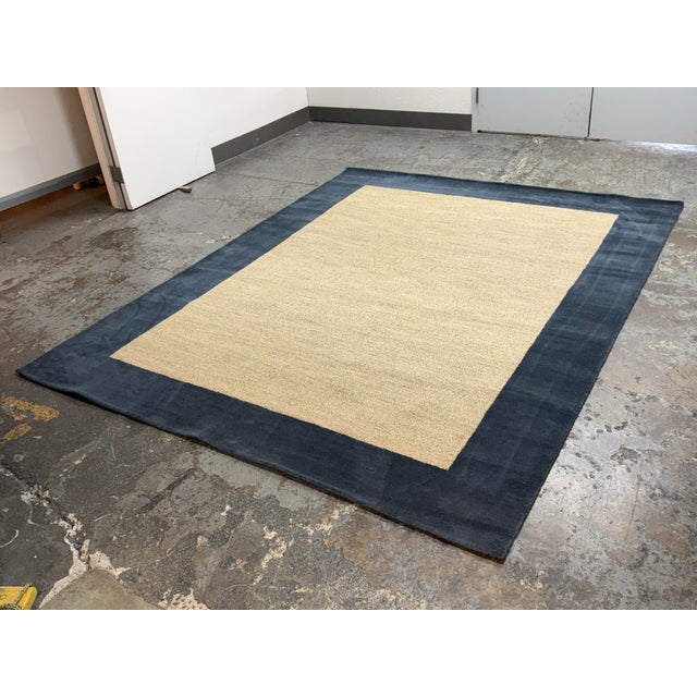 Contemporary 7ft11in × 10ft Pottery Barn Teen Classic Wool Border Area Rug For Sale - Image 3 of 12