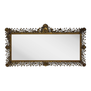 Rococo Style, Patinated Bronze, Large Ornate Wall Mirror, France, 1930s