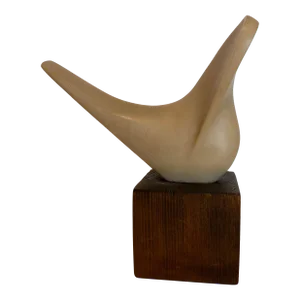 Joseph Martinek, Czech Art Deco Carved Natural Resin Cubist Dove Bird Sculpture Joseph Martinek