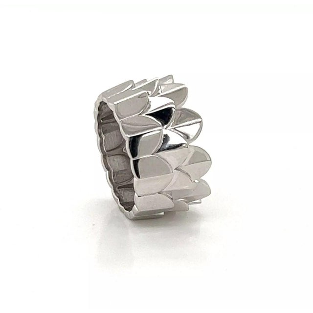Late 20th Century Late 20th Century Fred of Paris 18k White Gold 12mm Wide 3 Tier Crown Band Ring - Size 7.25 For Sale - Image 5 of 8